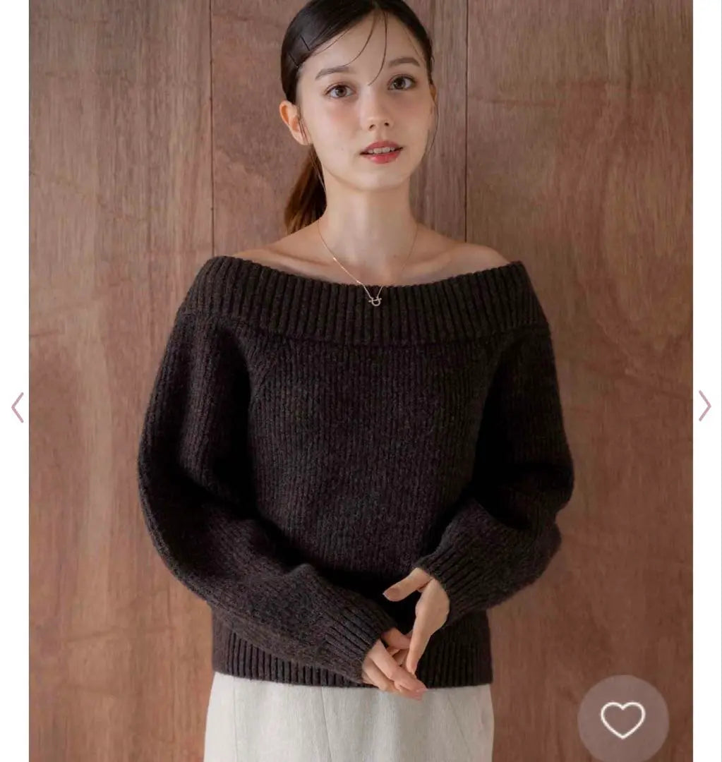 2way off-shoulder knit brown noela