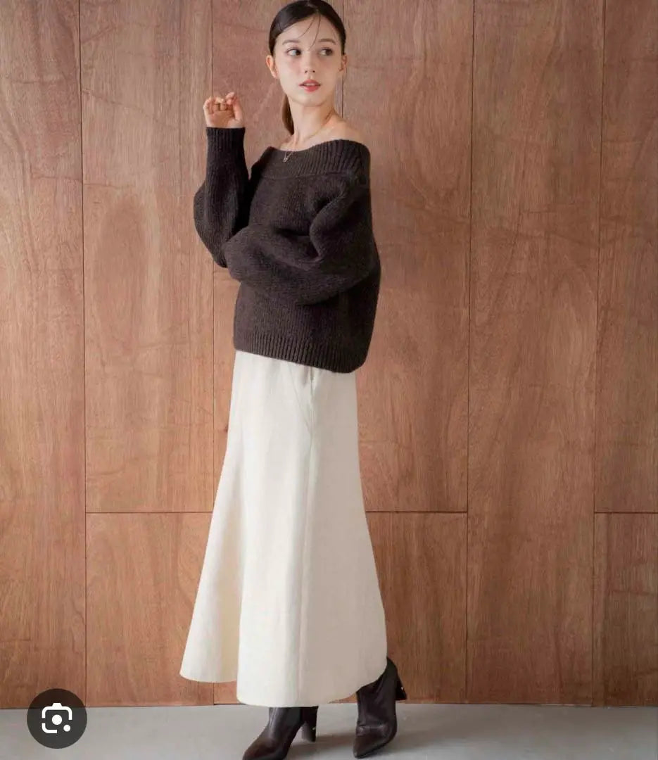 2way off-shoulder knit brown noela