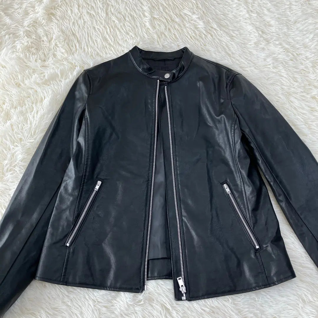 UNIQLO Single Rider Jacket Black Neo Leather Synthetic Leather M