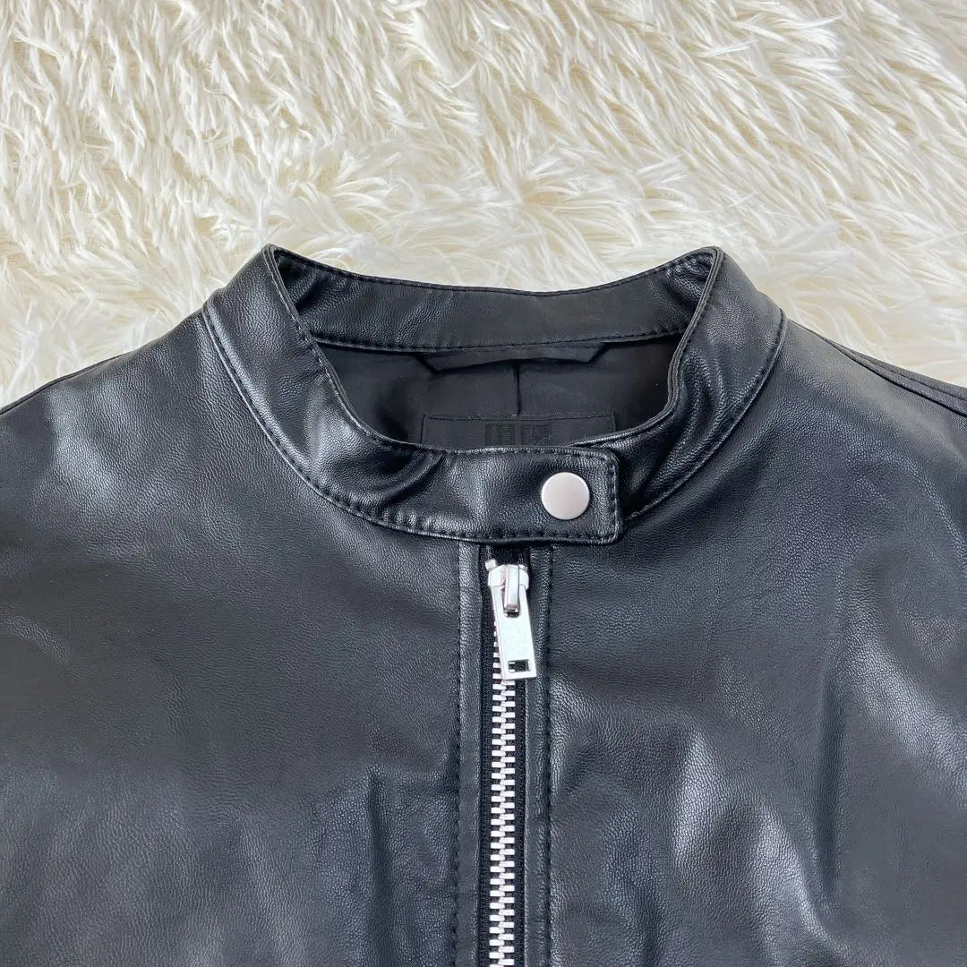 UNIQLO Single Rider Jacket Black Neo Leather Synthetic Leather M