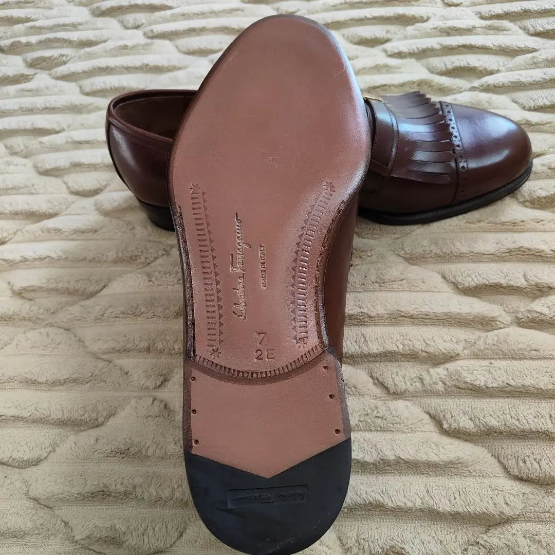 Ferragamo Mocasines Zapatos De Piel Talla 7 Punta Recta | Ferragamo ７サイズ ストレートチップ