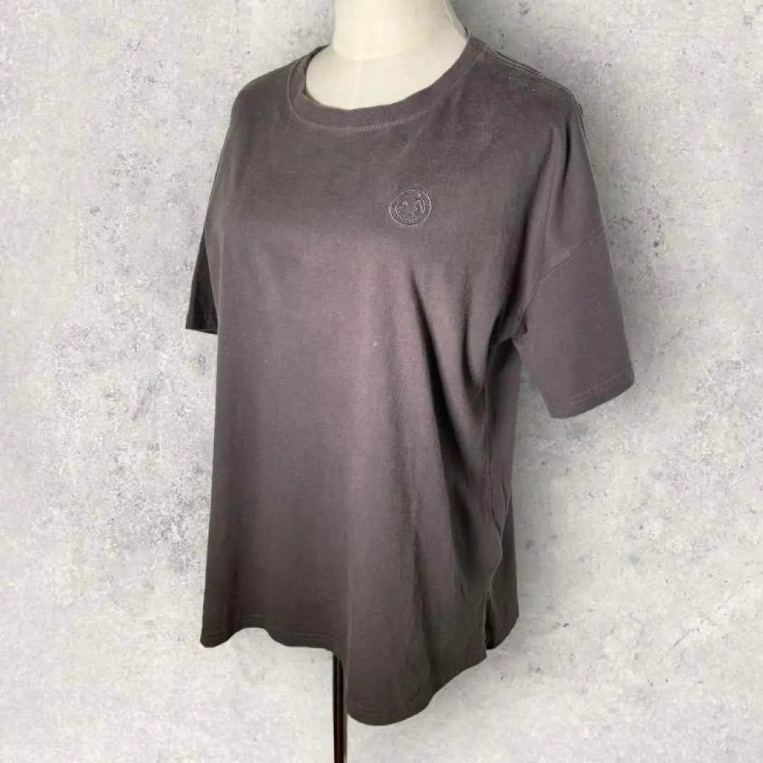 Camiseta de mujer para exteriores con bordado del logotipo en el pecho (talla L), color gris y marrón vintage