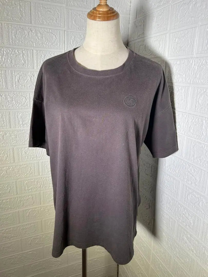 Camiseta de mujer para exteriores con bordado del logotipo en el pecho (talla L), color gris y marrón vintage