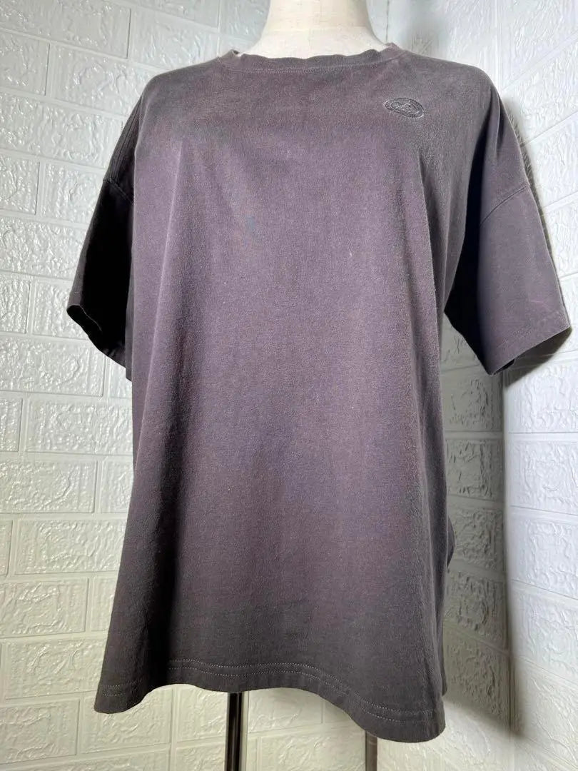 Camiseta de mujer para exteriores con bordado del logotipo en el pecho (talla L), color gris y marrón vintage