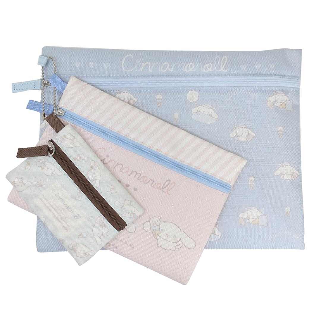 Cinnamoroll flat pouch large medium and small set of 3 pouches, flat pouch, Sanrio Marimo Craft travel pouch, accessory case, character goods, mail order, Cinema collection