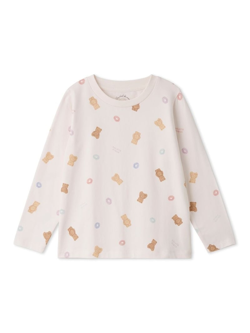 [SALE/30% OFF] [KIDS] Serial bear long T-shirt gelato pique top cut and sew T-shirt white pink [RBA_E] [Rakuten Fashion]