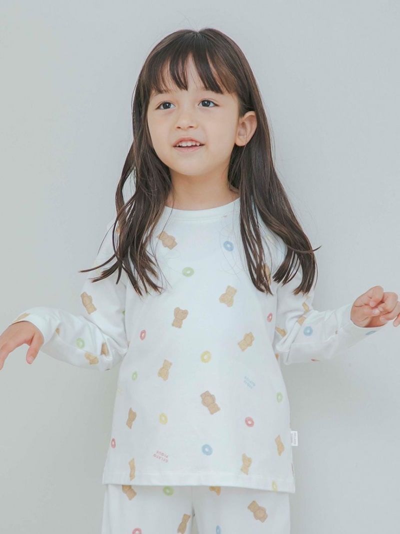 [SALE/30% OFF] [KIDS] Serial bear long T-shirt gelato pique top cut and sew T-shirt white pink [RBA_E] [Rakuten Fashion]