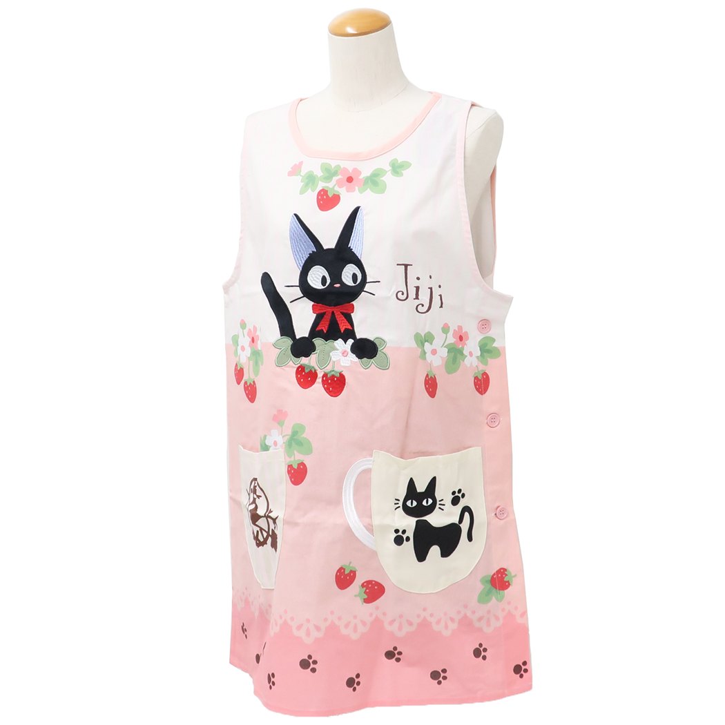 Kiki's Delivery Service Women's Apron, Apron, Gigi and Strawberry, Studio Ghibli, Marushin, Kitchen Goods, Character Goods, Mail-order, Cinema Collection, White Day