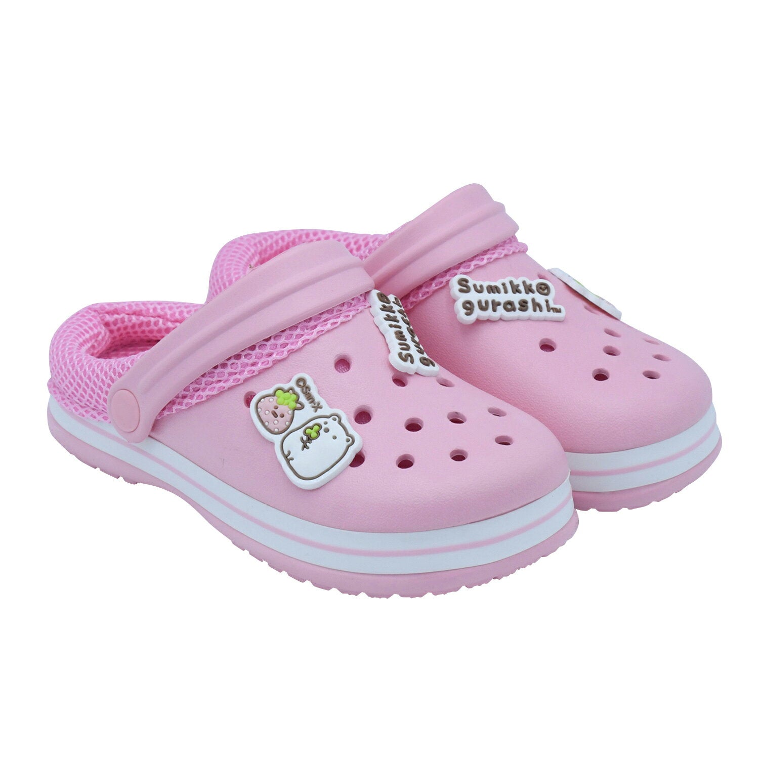 [Sumikko Gurashi] Sandals for girls, children, kids, mesh type, sizes 17, 18, 19, 20 [Shirokuma Furoshiki] Pink [Tagage Nisetsusumi] Saxophone [Pengin Tapioka]