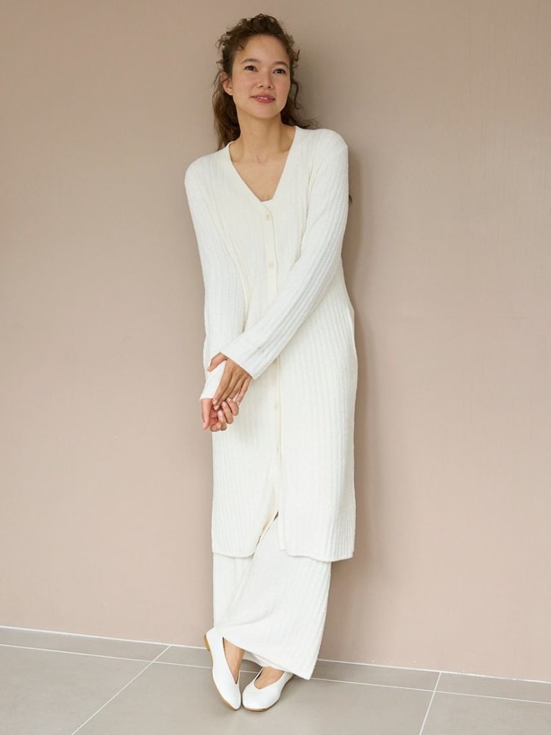 [SALE/30% OFF] Smooth temperature-controlled long cardigan gelato pique Innerwear/Roomwear Other Innerwear/Roomwear White Gray [RBA_E] [Free Shipping] [Rakuten Fashion]