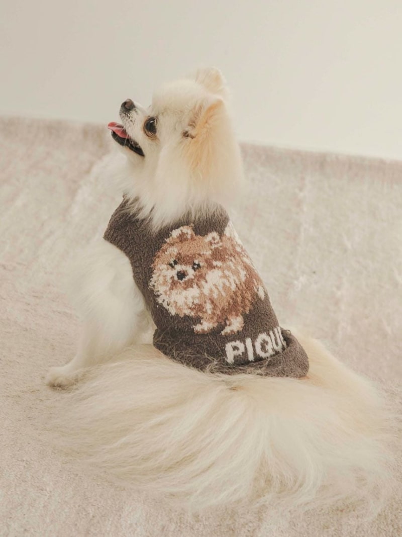 [SALE/30% OFF] [CAT&DOG] Baby Moko Pomeranian Jacquard Pullover GELATO PIQUE CAT&DOG Gelato Pique Pet Supplies Pet Wear/Pet Clothing Pink Red White [RBA_E] [Free Shipping] [Raku