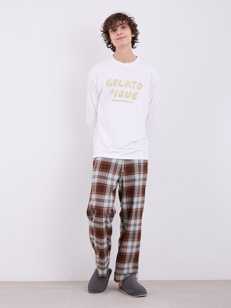 [SALE/30% OFF] [HOMME] GELATO PIQUE One-point long-sleeved T-shirt gelato pique Tops Cut and sew T-shirt White [RBA_E] [Free shipping] [Rakuten Fashion]