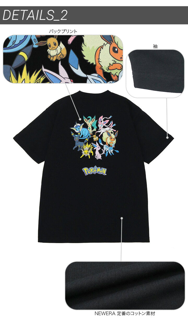 Camiseta de manga corta New Era Camiseta de cuello redondo de NEW ERA Colaboración con Pokemon Goods Algodón Negro Blanco Para hombre Para mujer Marca Elegante Genuino Popular Oversize Primavera Verano New Era Producto genuino �