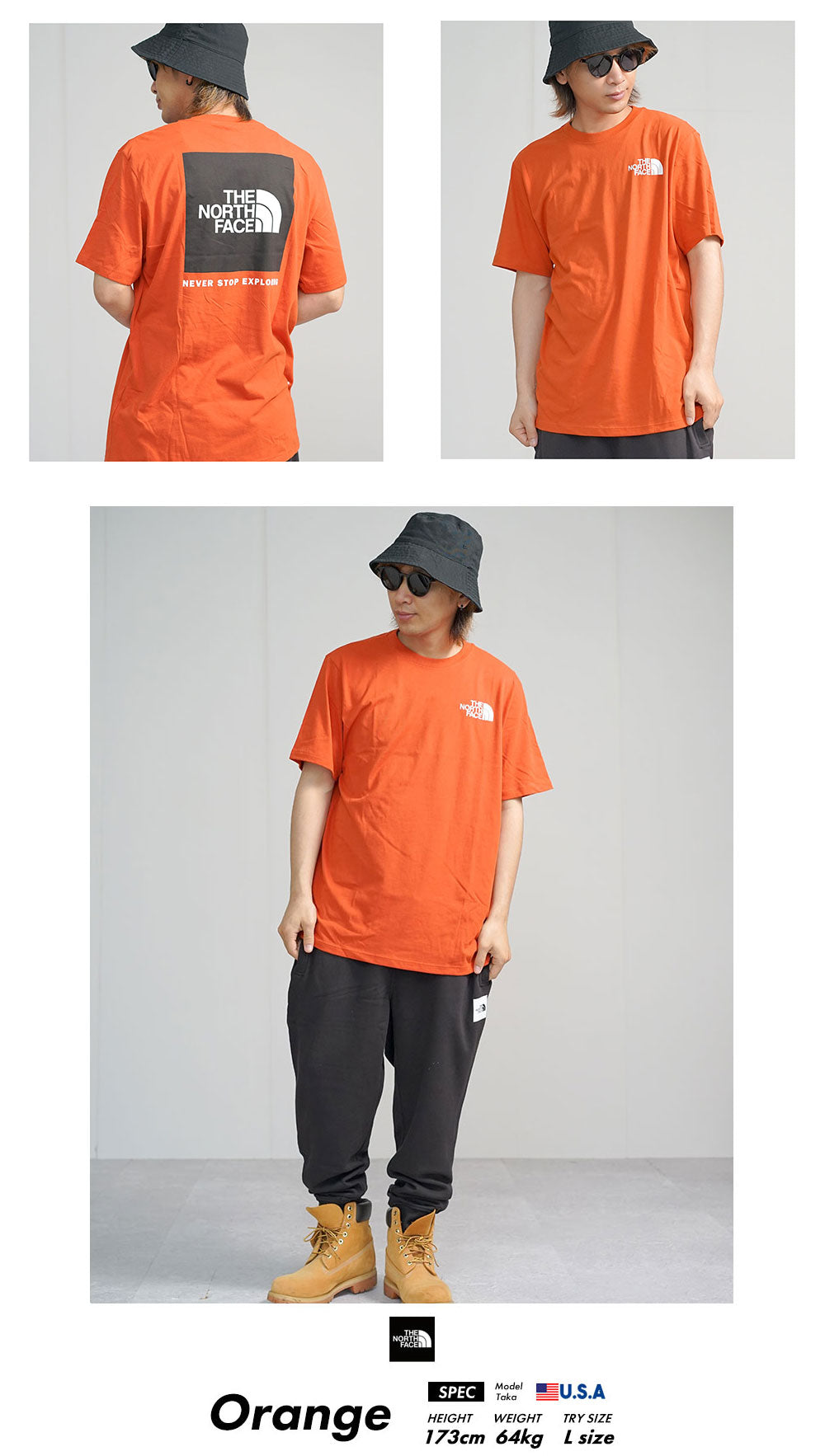 [Mail delivery available] THE NORTH FACE The North Face T-shirt for men, large size, short sleeves, half t, logo t, back print, REDBOX TEE, red box, print, B-style, street fashion, S M L XL 2XL LL 3L NF0A