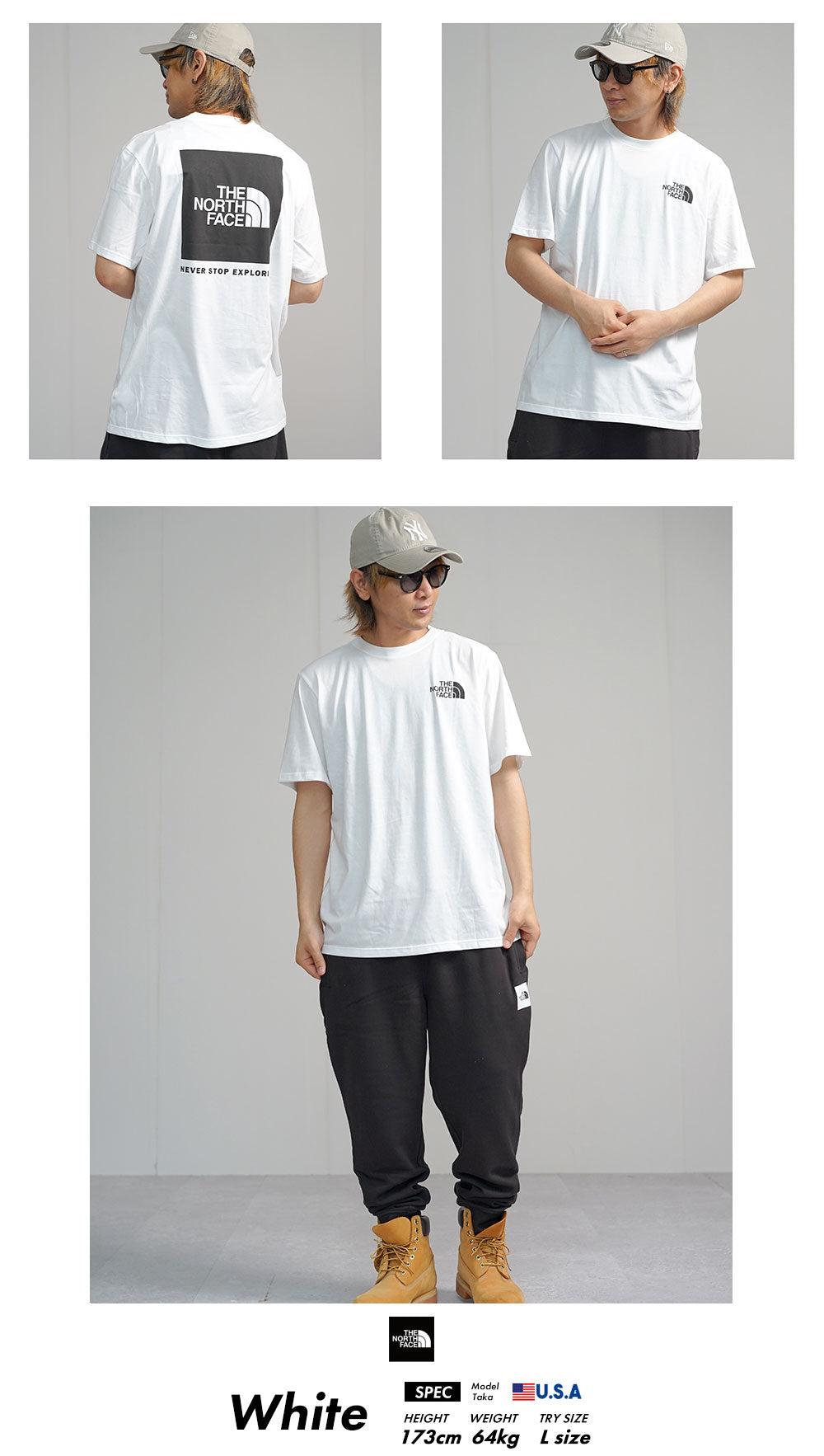 [Mail delivery available] THE NORTH FACE The North Face T-shirt for men, large size, short sleeves, half t, logo t, back print, REDBOX TEE, red box, print, B-style, street fashion, S M L XL 2XL LL 3L NF0A