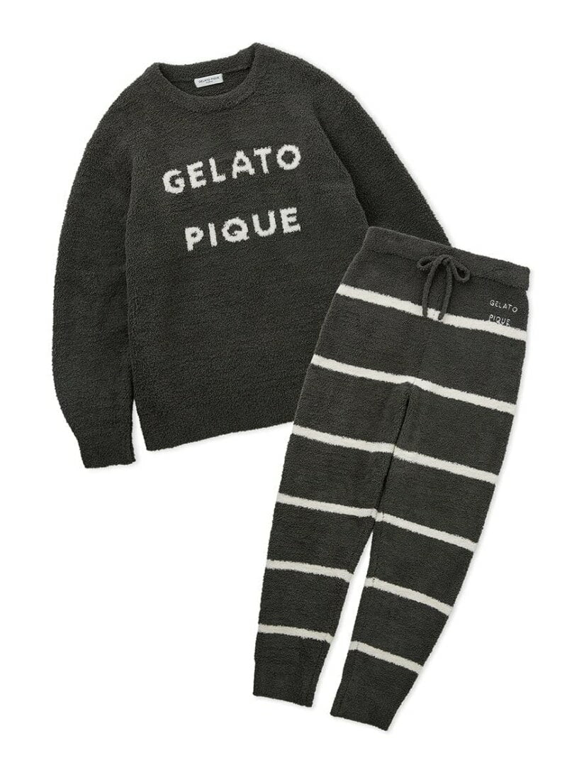 [HOMME] Powder Logo Jacquard Pullover & Long Pants Set gelato pique Gelato Pique Tops Sweatshirts/Sweatshirts Gray White [Free Shipping] [Rakuten Fashion]