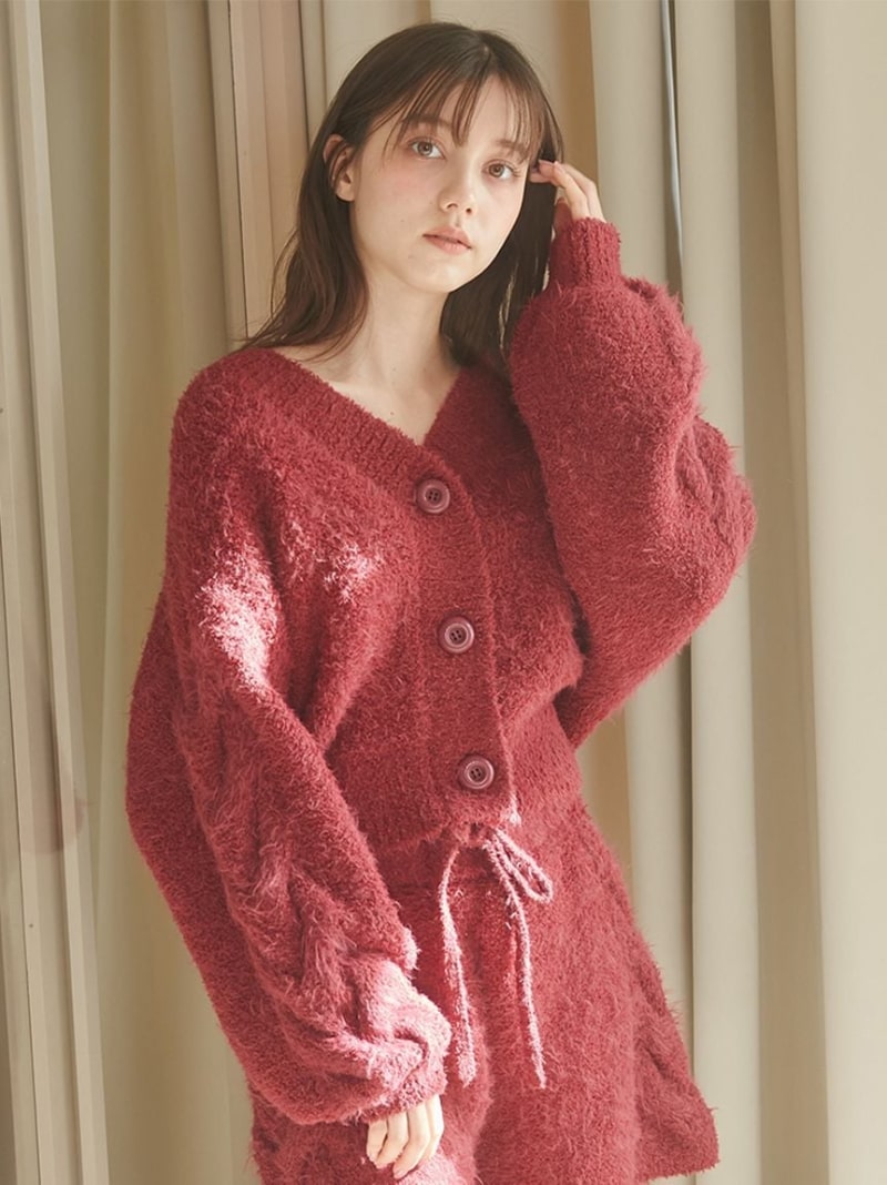 Feather Alan Cardigan gelato pique Innerwear/Roomwear Other Innerwear/Roomwear Red White [Free Shipping] [Rakuten Fashion]