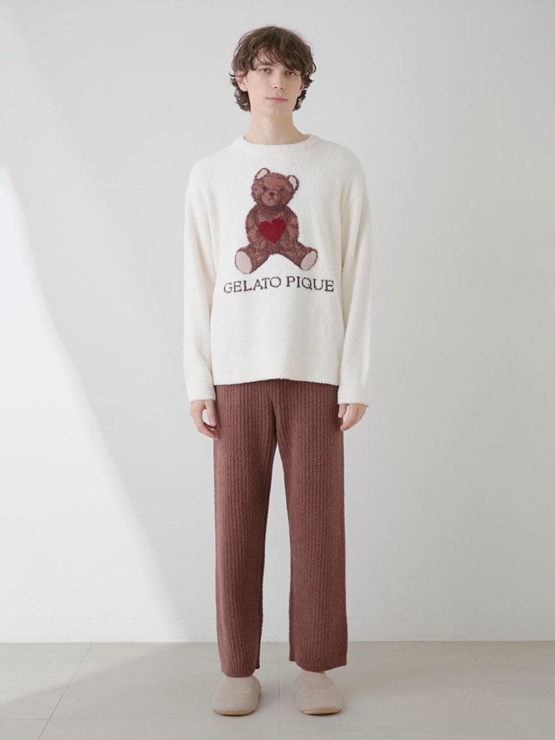 [HOMME] Baby Moco Bear Embroidered Ribbed Long Pants gelato pique Gelato Pique Pants Other Pants Red [Free Shipping] [Rakuten Fashion]