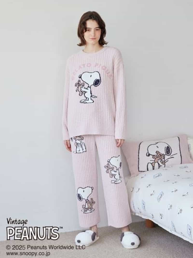 [PEANUTS] SNOOPY x BEAR Jacquard Long Pants gelato pique Gelato Pique Innerwear/Roomwear Other Innerwear/Roomwear Pink White Navy [Free Shipping] [Rakuten Fashion]