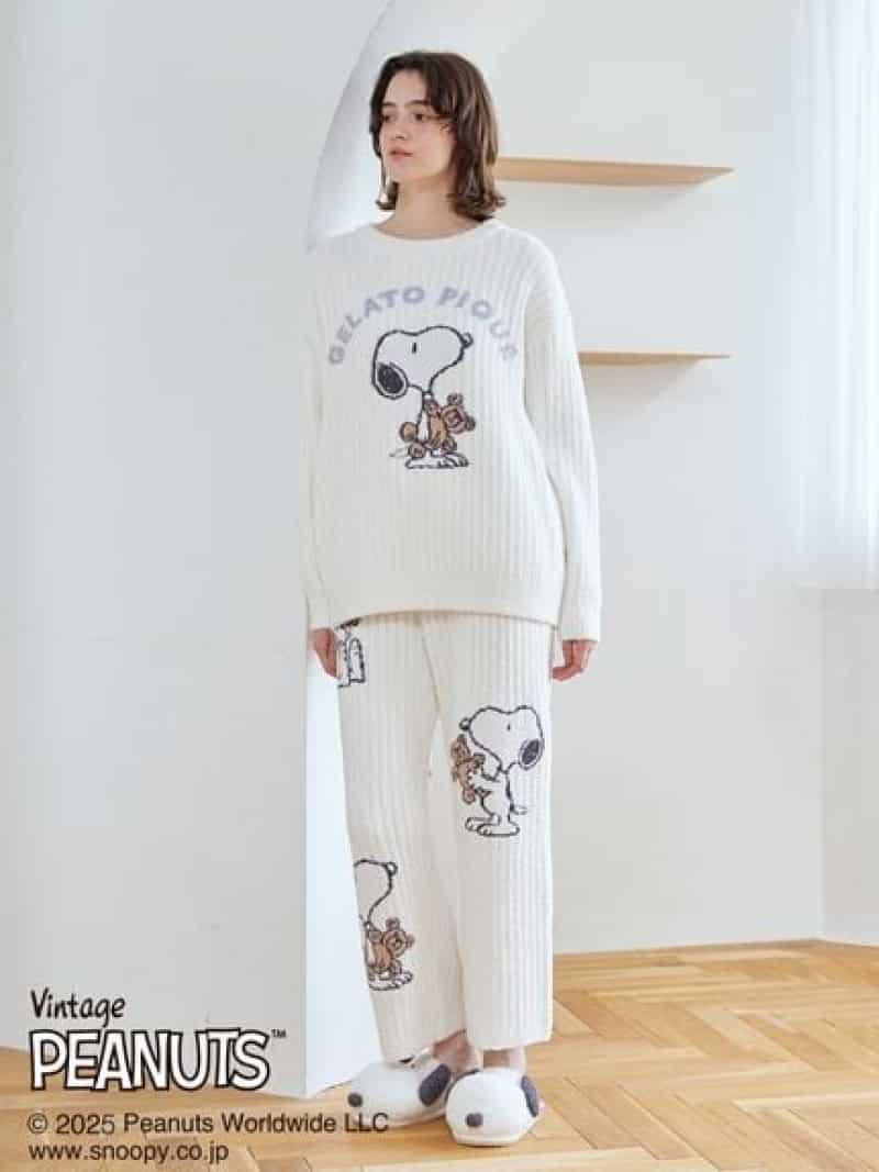 [PEANUTS] SNOOPY x BEAR Jacquard Long Pants gelato pique Gelato Pique Innerwear/Roomwear Other Innerwear/Roomwear Pink White Navy [Free Shipping] [Rakuten Fashion]