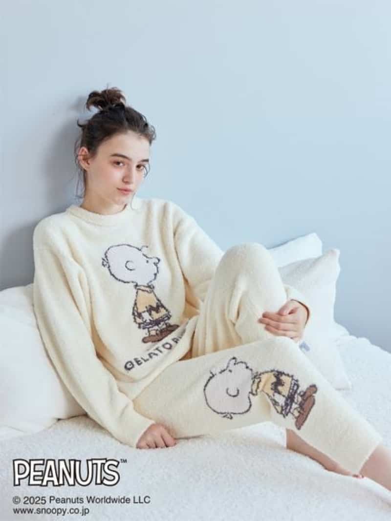 [PEANUTS] Baby Moko Jacquard Pullover & Long Pants Set gelato pique Innerwear/Roomwear Other Innerwear/Roomwear Navy White Yellow Blue Pique