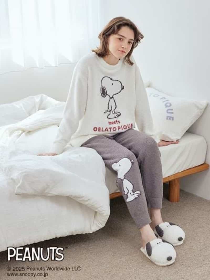 [PEANUTS] Baby Moko Jacquard Pullover & Long Pants Set gelato pique Innerwear/Roomwear Other Innerwear/Roomwear Navy White Yellow Blue Pique