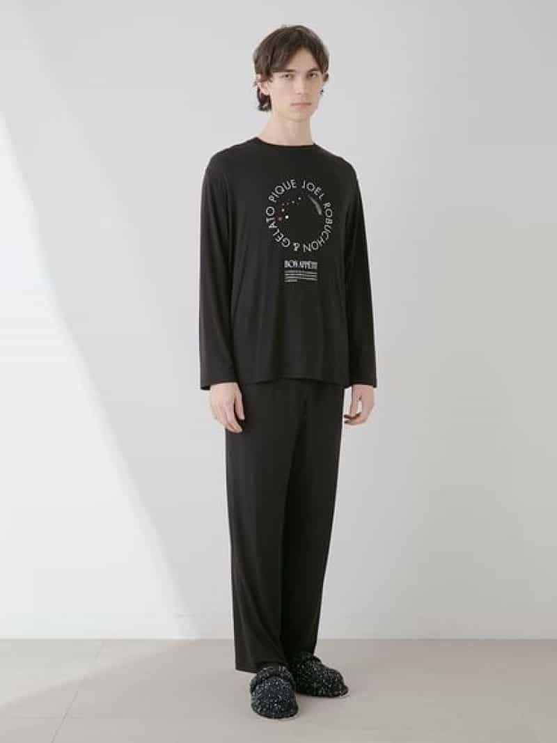 [JOEL ROBUCHON] [HOMME] One-point long-sleeved gelato pique gelato pique tops cut and sew T-shirt black [Free shipping] [Rakuten Fashion]