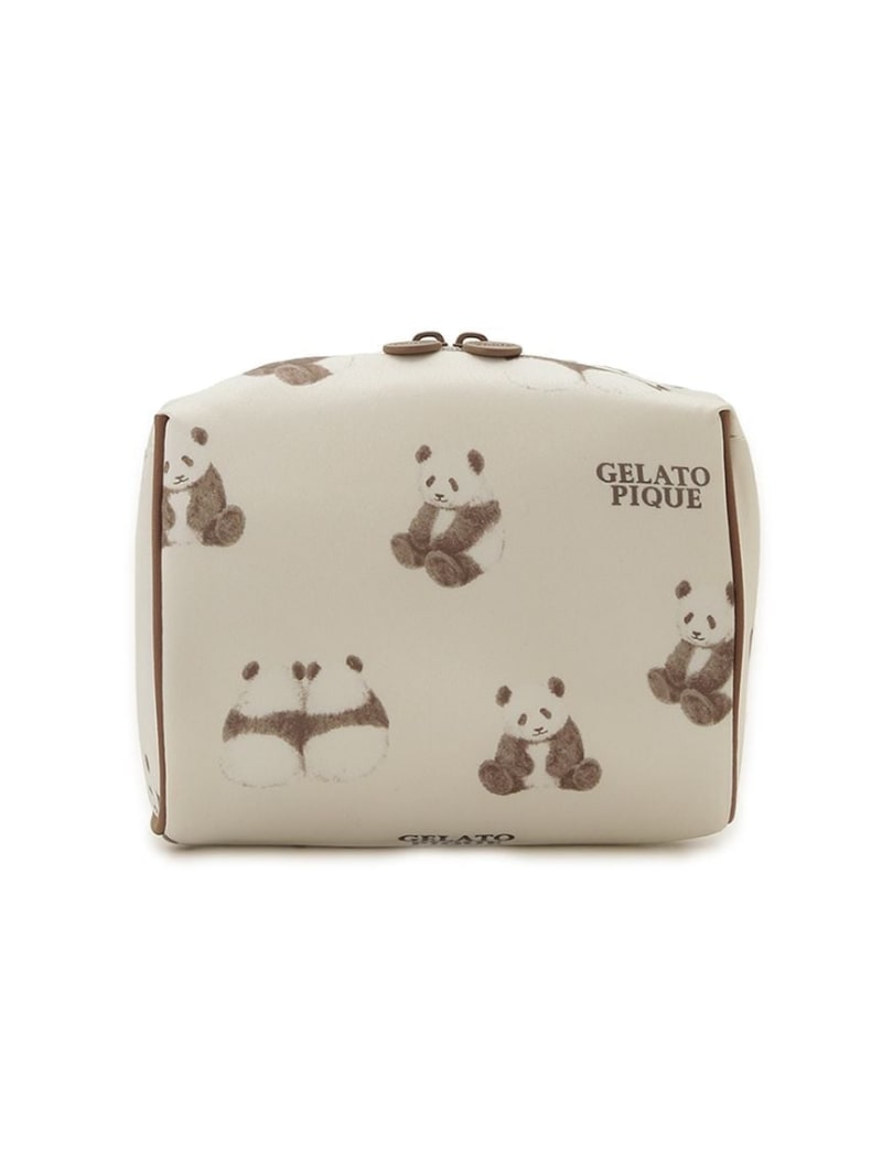 Panda all-over pattern square pouch gelato pique gelato pique wallet, pouch, case pouch, white, pink [Free shipping] [Rakuten Fashion]