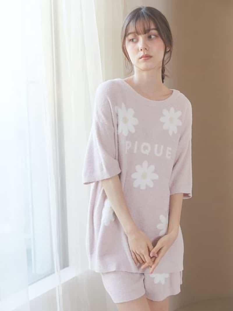 [Limited Colors Available] Smooth Daisy Jacquard Pullover & Short Pants Set gelato pique Gelato Pique Innerwear & Loungewear Other Innerwear & Loungewear Pink [Shipping Shipping]