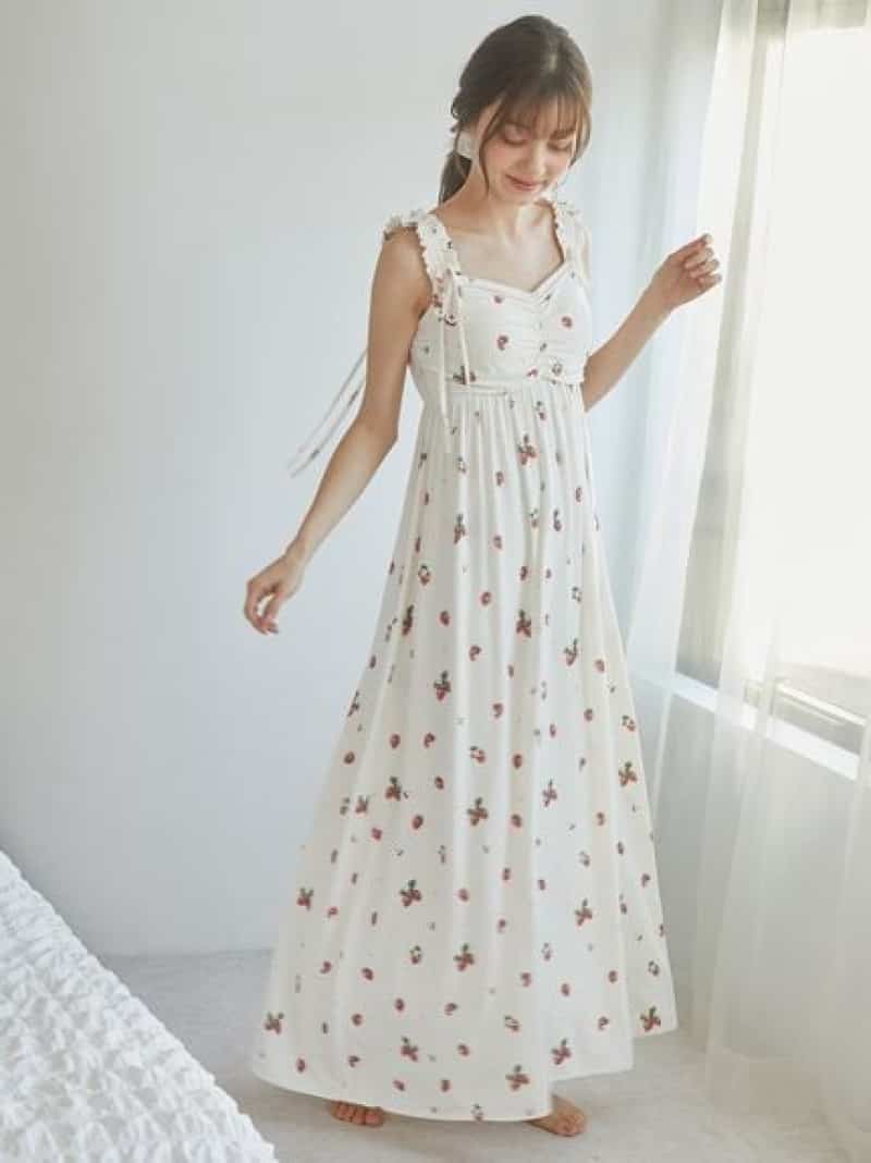 Strawberry pattern cup-in camisole dress gelato pique gelato pique innerwear and loungewear other innerwear and loungewear white [Free shipping] [Rakuten Fashion]