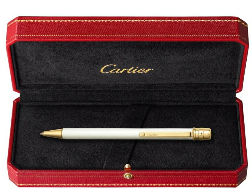 CARTIER OP000382 OP000149SANTOS DE CARTIER BALLPOINT PEN Santos de Cartier Ballpoint pen White lacquer Gold Finish