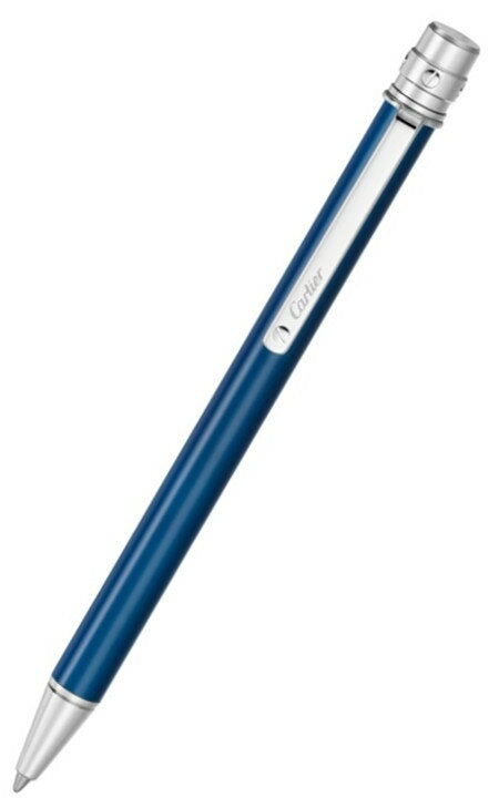 CARTIER OP000150SANTOS DE CARTIER BALLPOINT PEN Santos de Cartier Ballpoint Pen Blue Steel Lacquer Palladium Finish