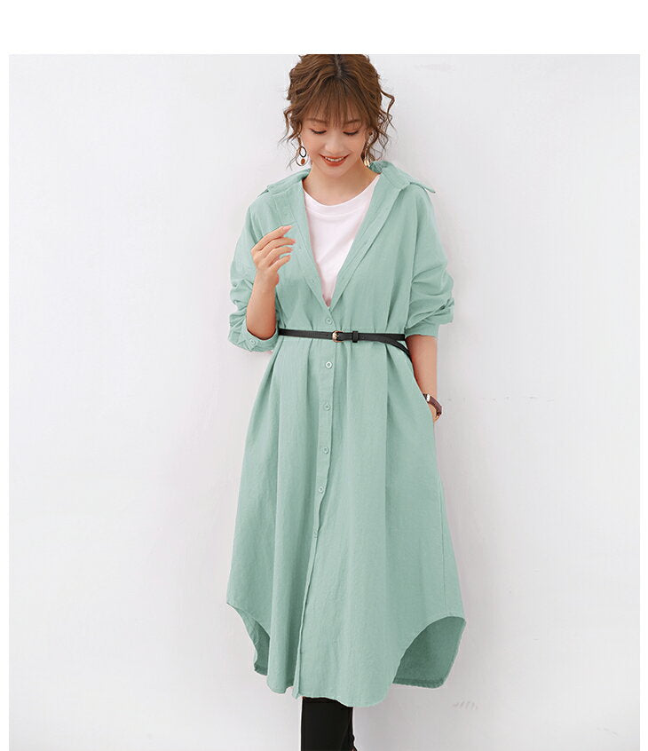 70% OFF! [Limited time only: 1,197 yen! [Coupon for purchasing 2 pieces] Shirt, shirt dress, outerwear, long sleeves, long shirt, long dress, plain, women, loose, commuting, pretty, 20s, 30s, 40