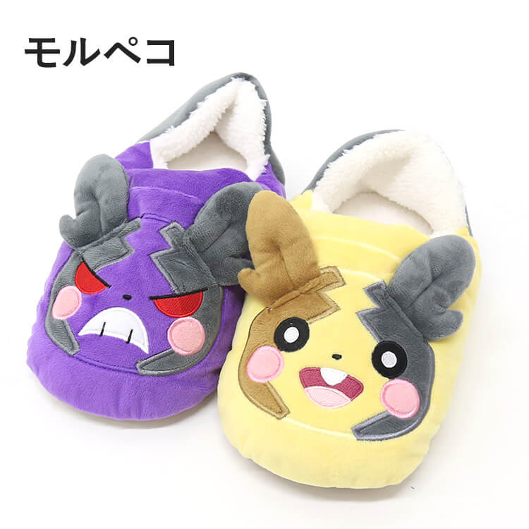 [Free Shipping] Pokemon Warm Kunjac Plush Slippers with Coil Pocket Pikachu Eevee Morpeko Poccchana Mijumaru Pokemon Fluffy Slippers Indoor Wear