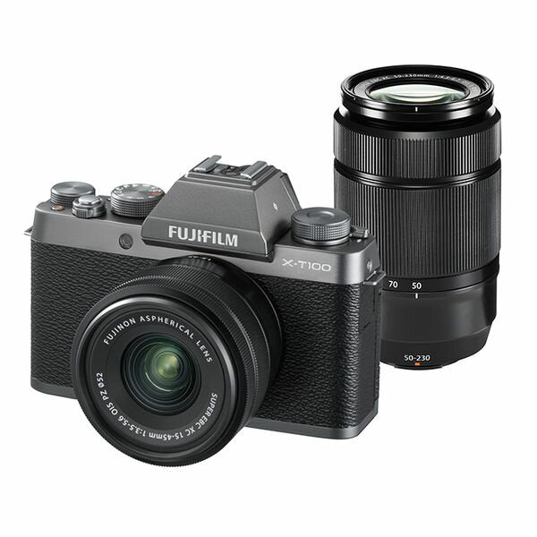 [Used] [1 year warranty] [Good condition] FUJIFILM X-T100 Double Zoom Kit XC 15-45mm OIS PZ + XC 50-230mm OIS II Dark Silver