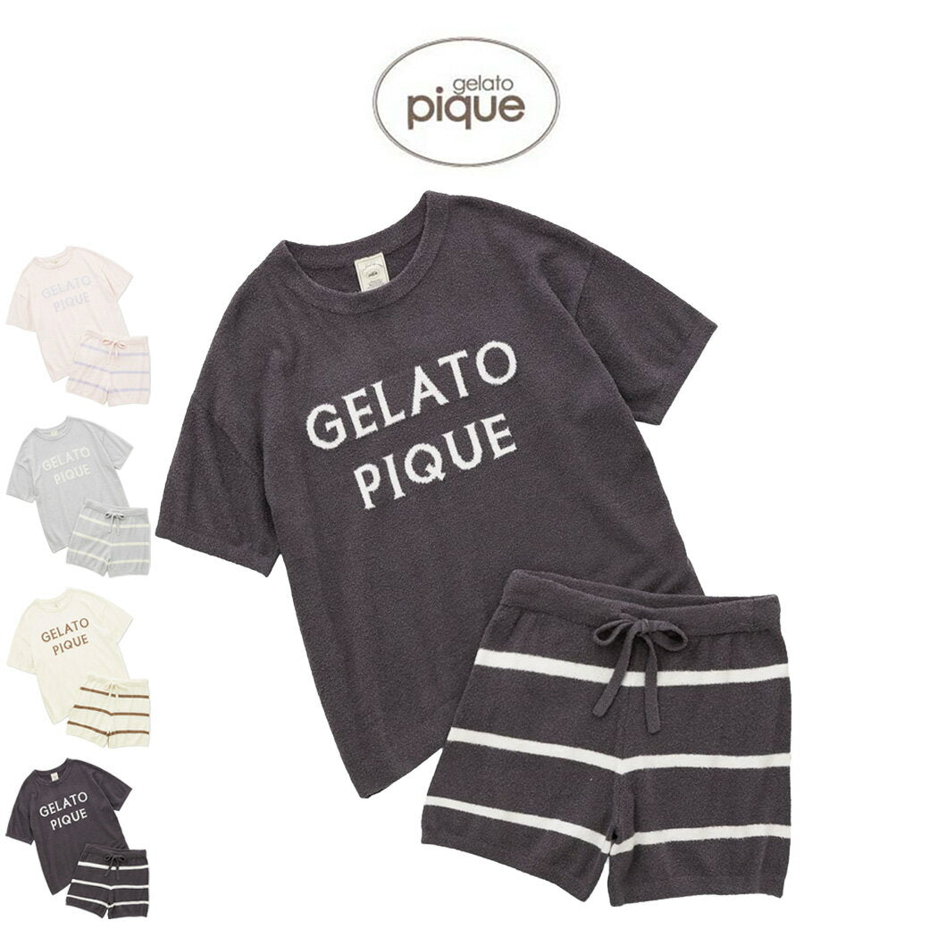 Gelato Pique Smooth Logo Jacquard Pullover & Shorts Set Pwnt251107 Gelato Pique Women's Roomwear Loungewear Top and Bottom Set Pajamas Spring 2025 Gift Present