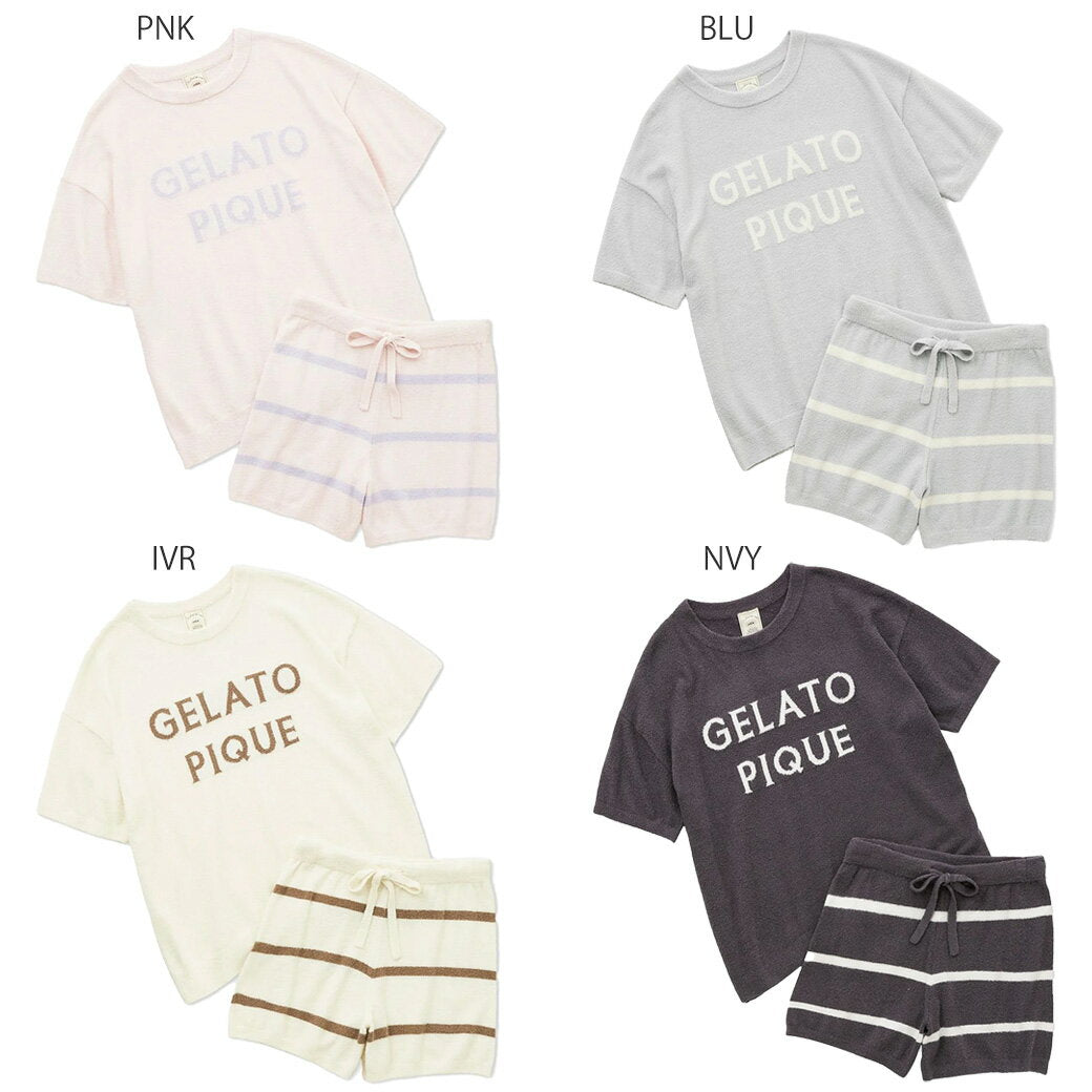 Gelato Pique Smooth Logo Jacquard Pullover & Shorts Set Pwnt251107 Gelato Pique Women's Roomwear Loungewear Top and Bottom Set Pajamas Spring 2025 Gift Present