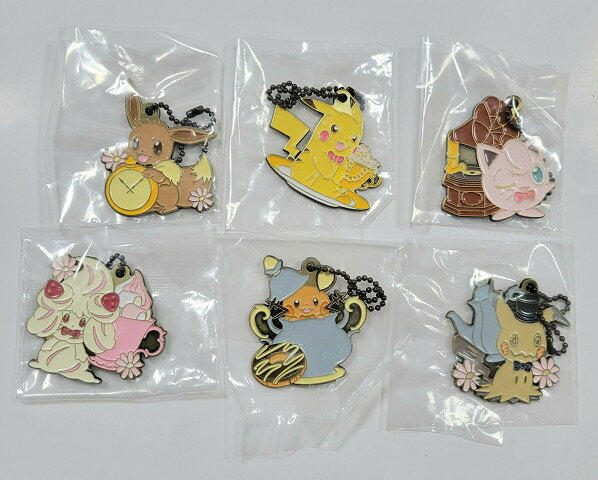 New Ichiban Kuji Pok?mon Mimikkyu's Antique & Tea G Prize Metal Charm 6-type set [Eevee, Pikachu, Dedenne, Pudding, Mimikkyu, Mawhip] Pokemon Strap Antique Tea