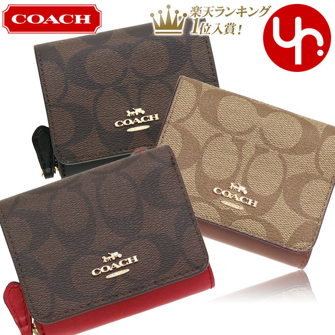 Cartera Coach Cartera Trifold COACH F07331 7331 Envío Especial Gratis Cartera Trifold Pequeña de Cuero de Lujo con Firma Tienda Online de Marcas para Mujer