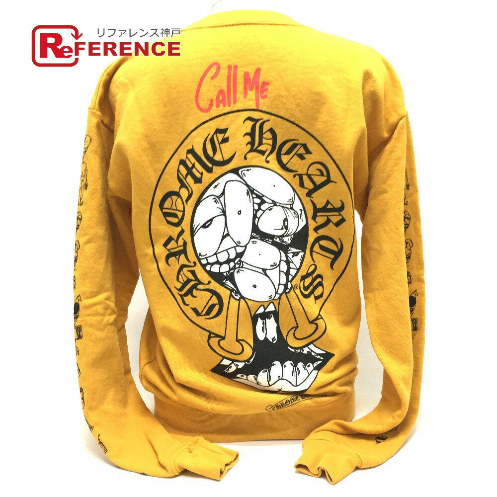 CORAZONES CROMADOS Sudadera de manga larga unisex de algodón con cuello redondo mostaza Chrome Hearts x Matti Boy PPO de algodón amarillo mostaza [Usada]