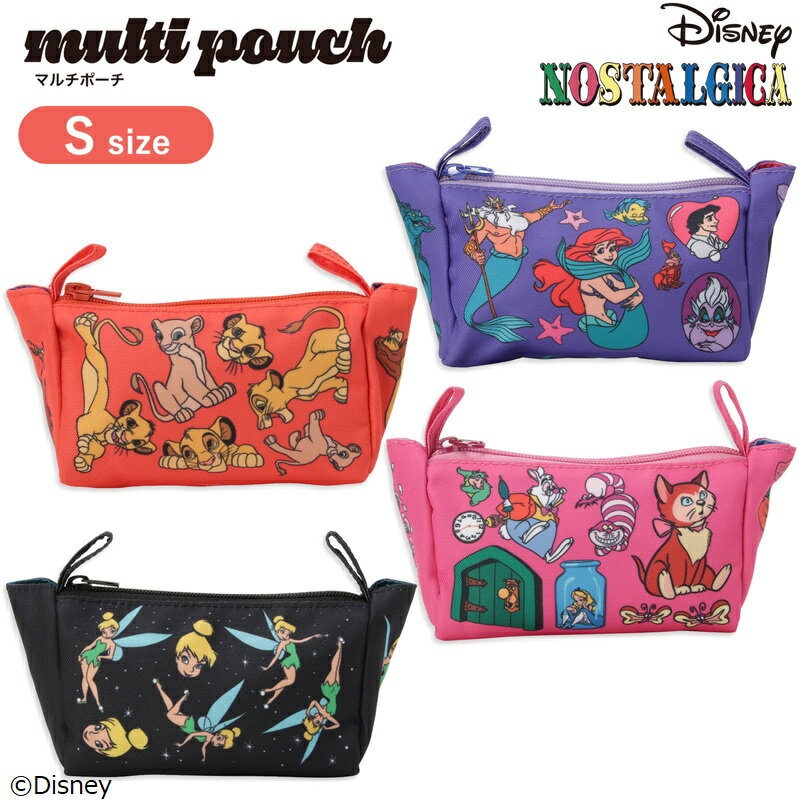 [Very popular item★Restocked] [Official] Disney Nostalgia Peter Pan Lion King Alice in Wonderland Alice in Wonderland Little Mermaid Ariel Multi-Pouch S Size