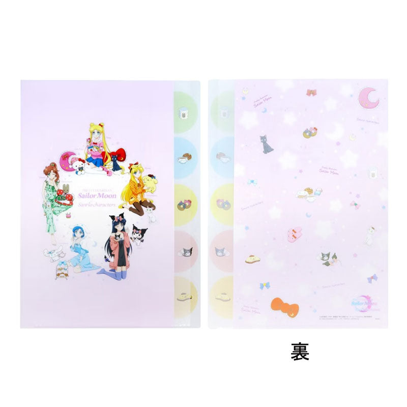 Sunstar Stationery Die-cut Clear File 5P Movie Sailor Moon x Sanrio Characters A Pattern Cute Collaboration 30th Anniversary Made in Japan Limited Edition