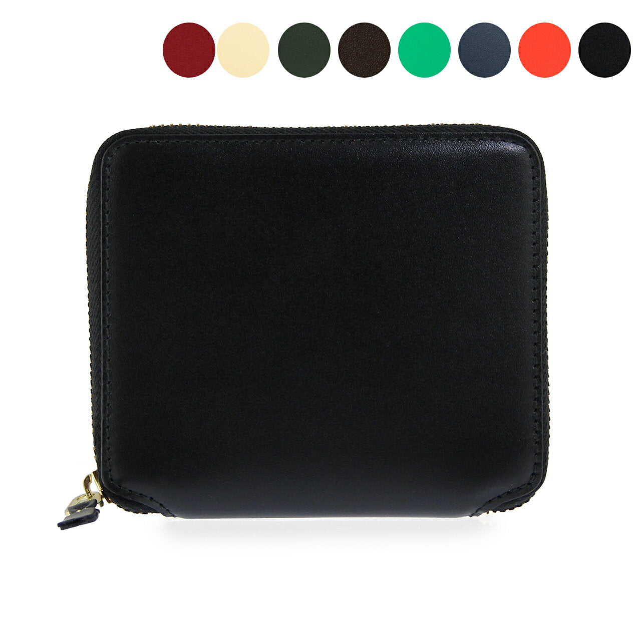 Cartera COMME DES GARCONS Cartera redonda con cremallera y doble pliegue Cartera clásica de piel con cremallera completa [Línea clásica de piel] Mujer Hombre SA2100 [2025SS-]