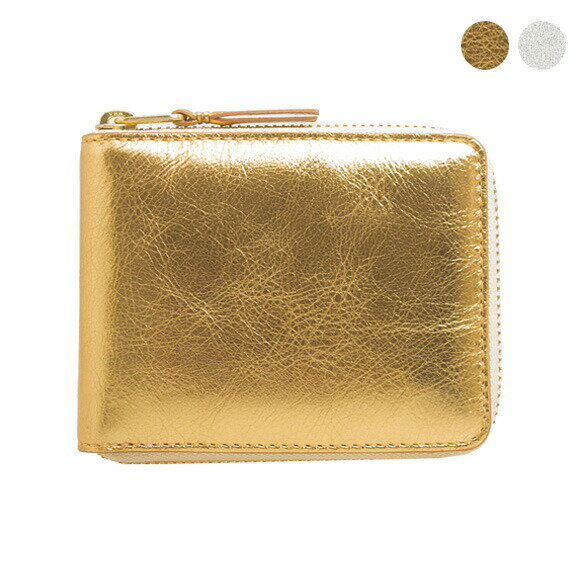 Cartera COMME DES GARCONS Cartera de mujer con cremallera redonda y doble pliegue Cartera GOLD LINE con cremallera completa SA7100G [Minicartera] [2024AW-]