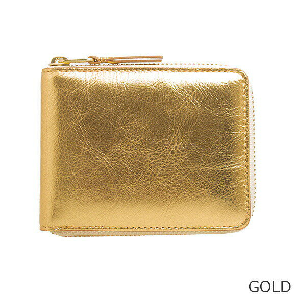 Cartera COMME DES GARCONS Cartera de mujer con cremallera redonda y doble pliegue Cartera GOLD LINE con cremallera completa SA7100G [Minicartera] [2024AW-]