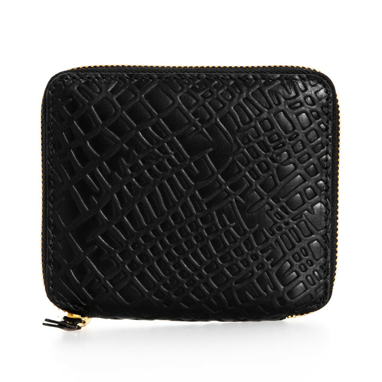 Cartera COMME DES GARCONS Cartera de hombre y mujer con cremallera redonda y doble pliegue en color negro RAÍCES EN RELIEVE [Raíces en relieve] SA2100ER NEGRO