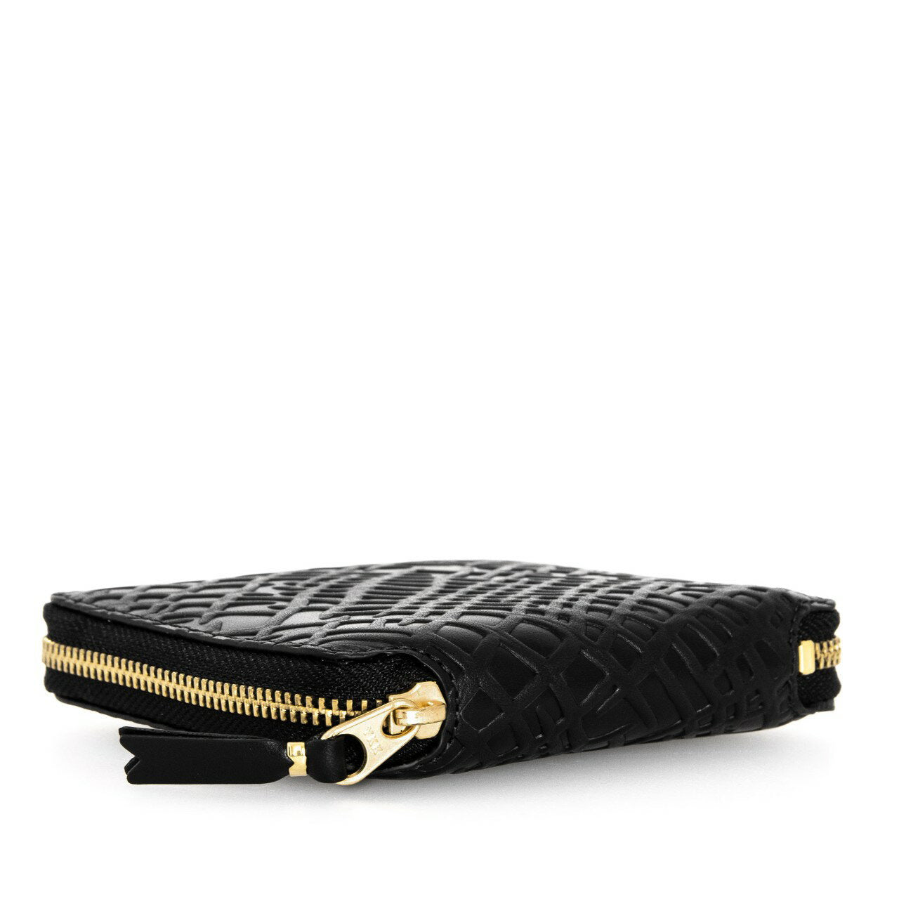 Cartera COMME DES GARCONS Cartera de hombre y mujer con cremallera redonda y doble pliegue en color negro RAÍCES EN RELIEVE [Raíces en relieve] SA2100ER NEGRO