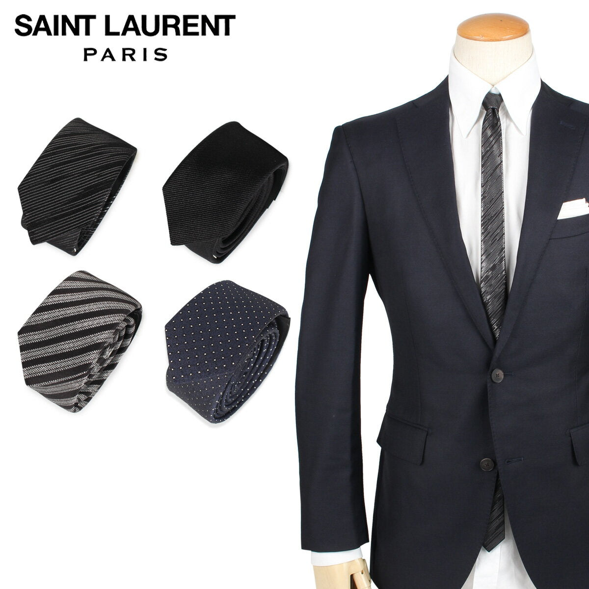 [Coupons for up to 1000 yen off are now available until 11:59 on 3/19] Saint Laurent Paris Men's Tie TIE Brand