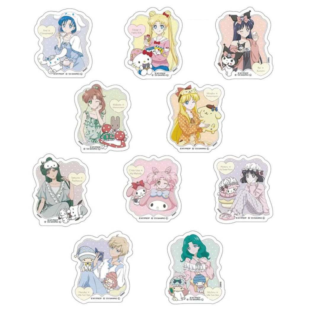 Colección de clips acrílicos Sailor Moon x Sanrio Characters Clip 10 tipos 10 piezas Set Colección de papelería Sanrio Sunstar Compra de artículos de personajes