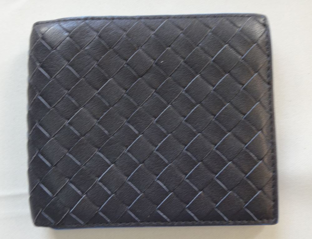 [Coupon for up to 30,000 yen off! Super Sale Period] Beautiful condition BOTTEGA VENETA Men's Wallet Double Foldable Leather Black Leather Compact Wallet Mini Wallet Unisex Coin Purse